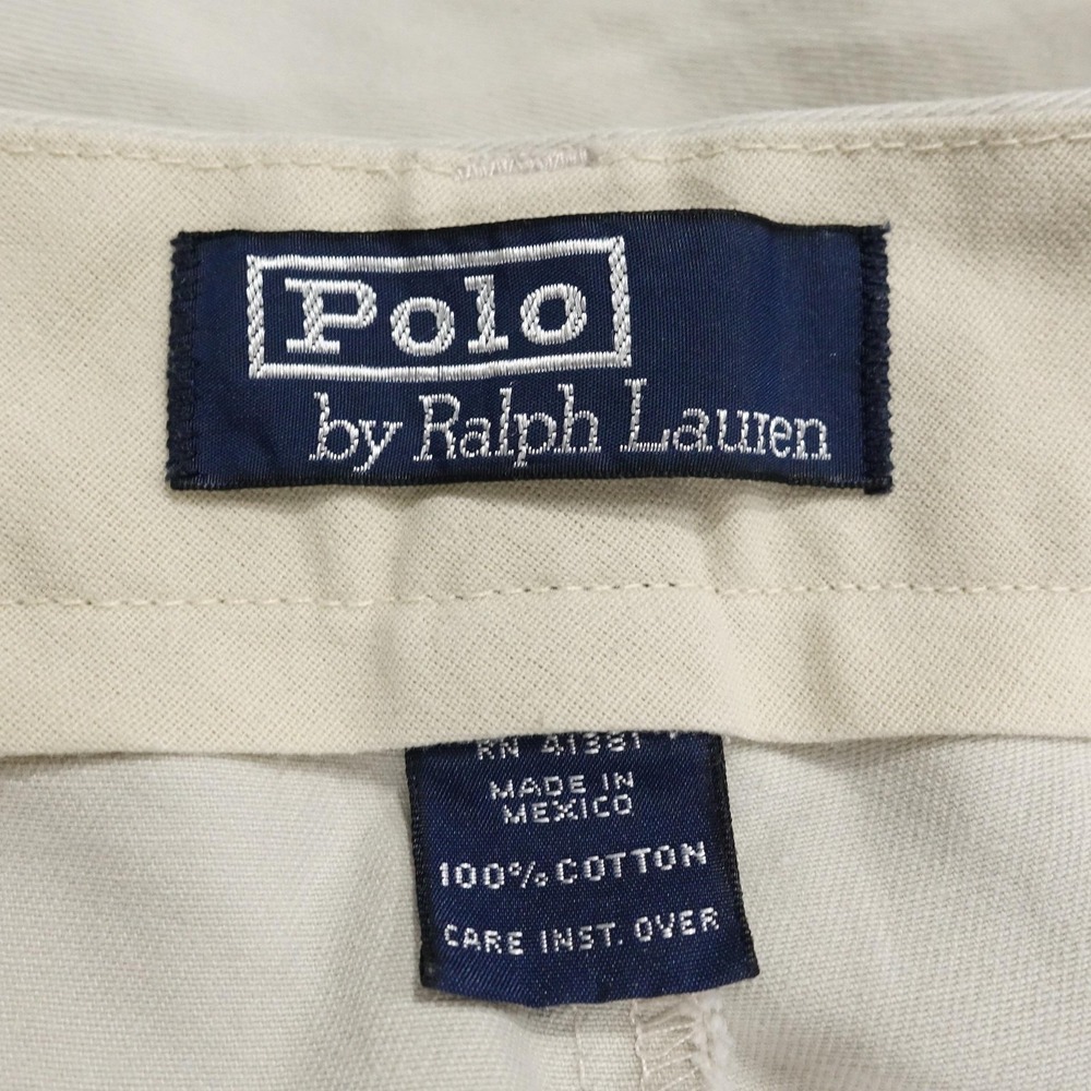 Vintage Polo By Ralph Lauren Chino Shorts Mens 38 Beige Pleated 90s - Picture 5 of 7